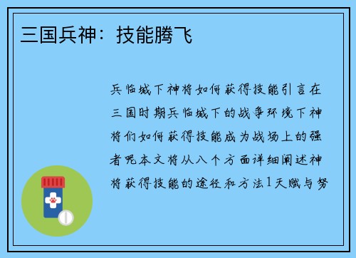 三国兵神：技能腾飞