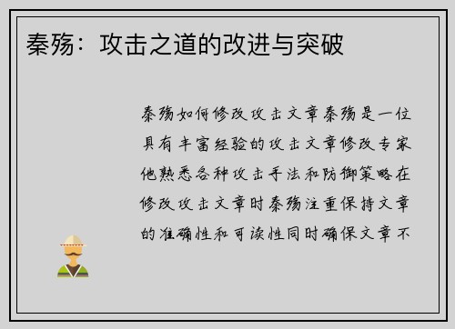 秦殇：攻击之道的改进与突破